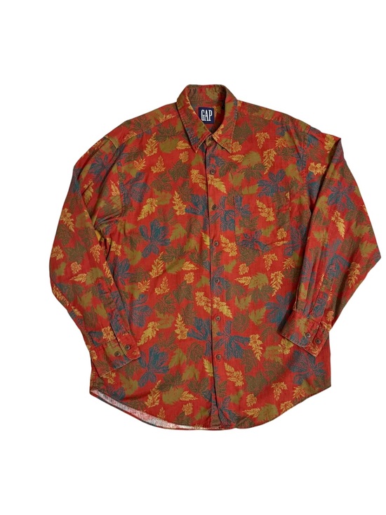 GAP Other - Vintage Gap Fall Leaves Print Button Down Shirt 90’s Mens Medium Long Sleeve Red